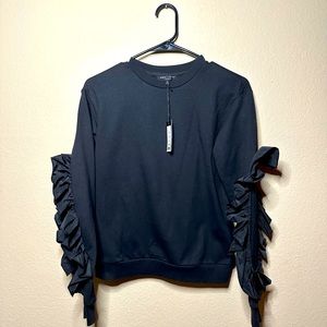 NWT ROMEO + JULIET COUTURE ruffle sleeve cropped sweatshirt whimsigoth